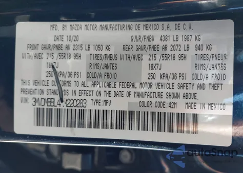 2021 Mazda Cx-30 Select from USA, damaged, VIN 3MVDMBBL4MM220283